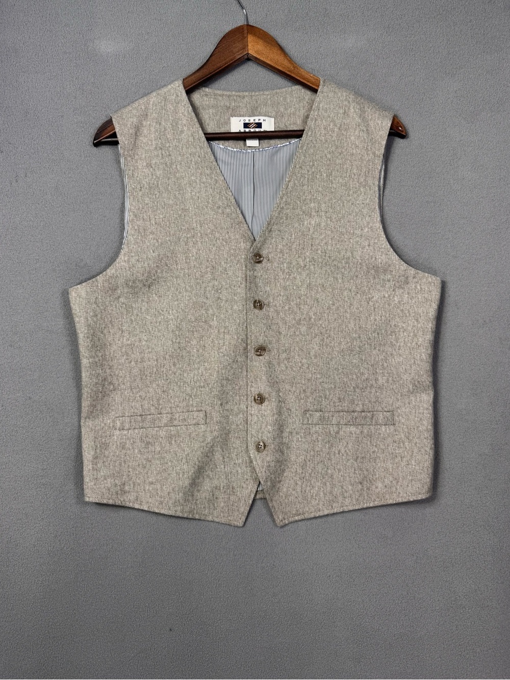 Joseph Abboud Light Grey Taupe Men's Waistcoat Vest, Size Medium